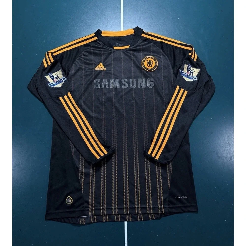 Chelsea FC Didier Drogba Adidas Soccer Jersey Men XL Black Long Sleeve 2010/2011